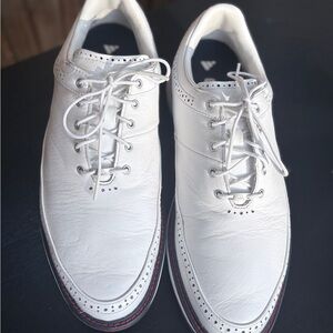 Adidas MC80 Spikeless Golf Shoes Mens 12 White Navy Scarlet JH6144 Boost GUC